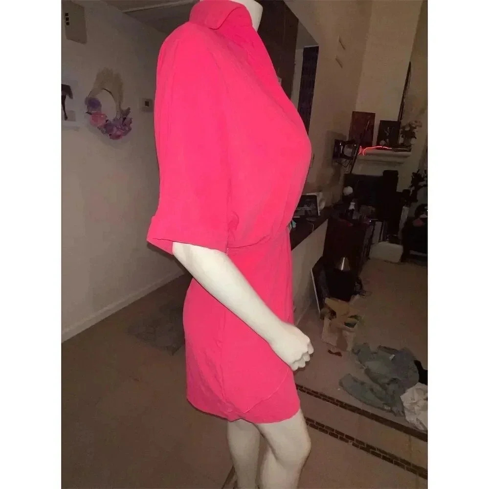 Elssime Women's Ruched Wrap Batwing Sleeve Dress Red Size S Casual - Picture 11 of 15